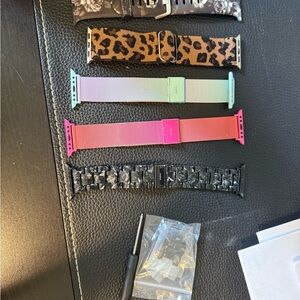 Leopard and Colorful Watch Bands Set